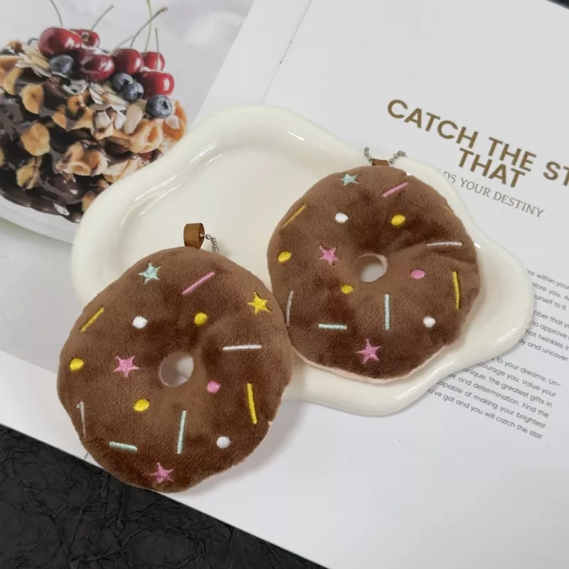 Sweet Round Doughnut Plush Key Ring